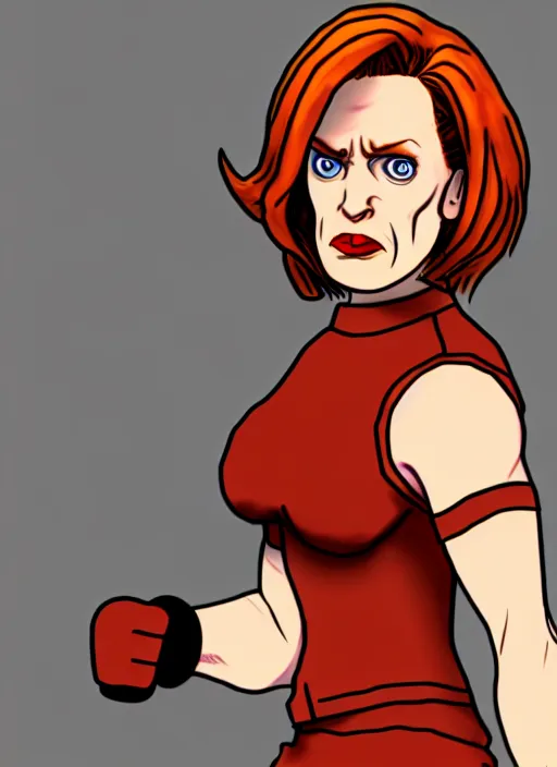 Image similar to dana scully in the style of street fighter v