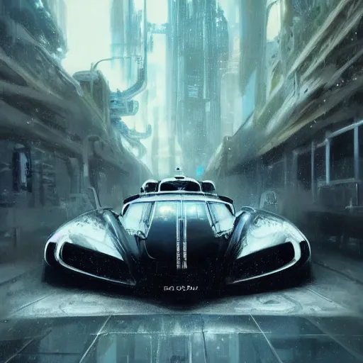 Prompt: full view of a car, intricate, elegant, highly detailed, digital painting, concept art, smooth, sharp focus, art style from Wang Ke and Greg Rutkowski and Bruce Kaiser and Scott Robertson and Dmitry Mazurkevich and Doruk Erdem and Jon Sibal, small style cue from blade runner