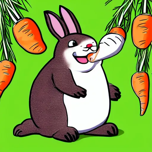 Prompt: big Chungus eating a carrot