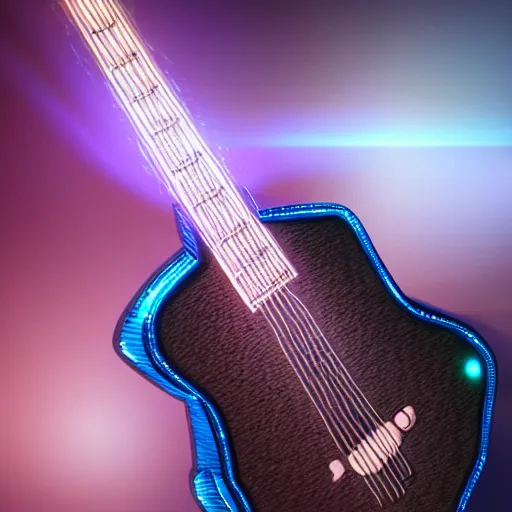 Prompt: a magical guitar, glowing effect, devainart,concept art trending on artstation, hyperreal, hyperdetailed, 8k,hd