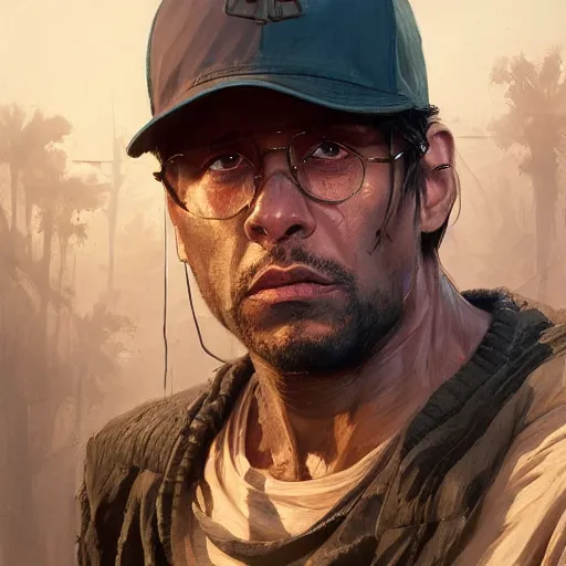 Prompt: highly detailed portrait sylvester stalone is rambo in gta v, stephen bliss, unreal engine, fantasy art by greg rutkowski, loish, rhads, ferdinand knab, makoto shinkai and lois van baarle, ilya kuvshinov, rossdraws, tom bagshaw, global illumination, radiant light, detailed and intricate environment