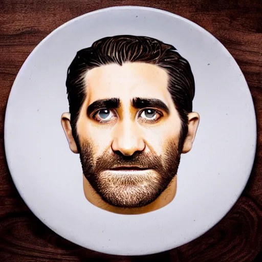 Image similar to food photography of jake gyllenhaal's face fused with halloumi cheese ( ( white halloumi cheese hybrid with jake gyllenhaal face ) ), jake gyllenhaal sentient cheese man, by greg rutkowski