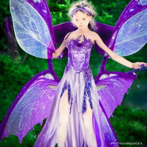 Image similar to photo of a beautiful fairy warrior with crystal armour