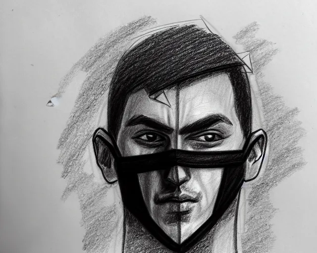 Image similar to draft drawing of a european man covering face with mask, draft sketch, thin stroke, trending on artstation, context art, pencil sketch, high detail