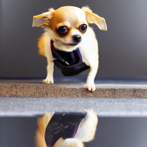 Image similar to chihuahua dog seeing his own reflection in a mirror