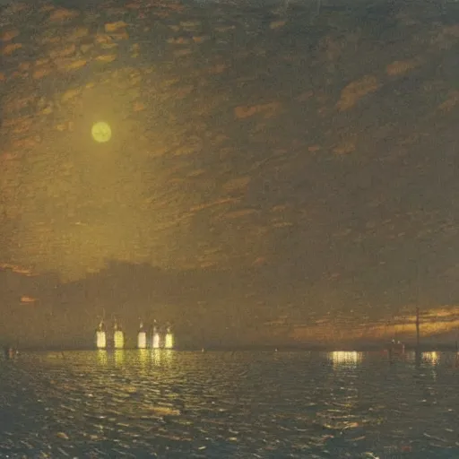 Image similar to sky galleons of mars, john atkinson grimshaw