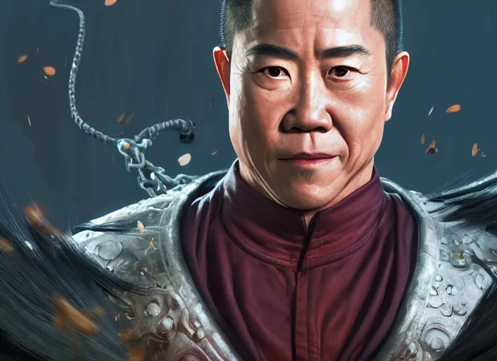 Image similar to highly detailed portrait of jet li, in dead or alive 6, stephen bliss, 8 k, unreal engine, fantasy art by greg rutkowski, loish, rhads, ferdinand knab, makoto shinkai and lois van baarle, ilya kuvshinov, rossdraws, tom bagshaw, global illumination, radiant light, detailed and intricate environment