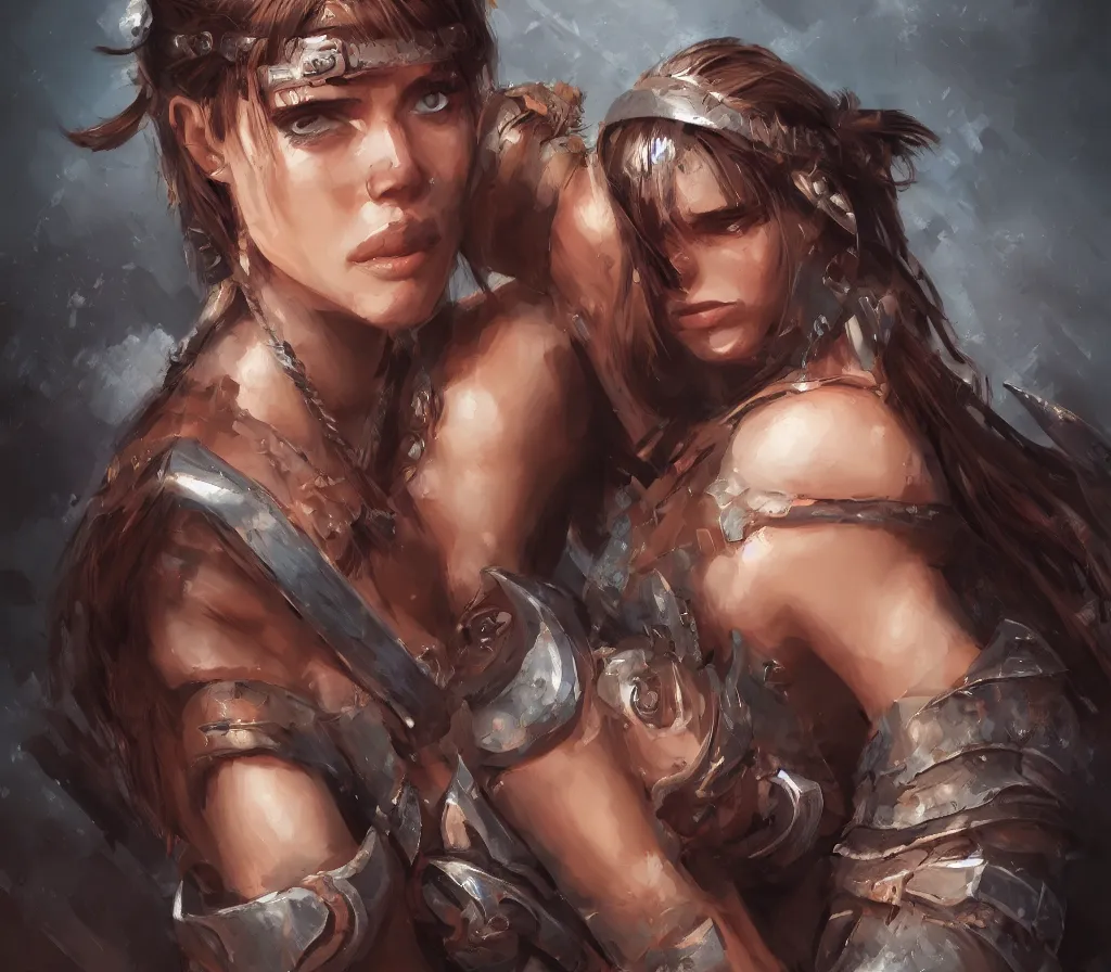 Image similar to portrait of a barbarian female, ultra sharp, very detailed, high quality focus by wlop