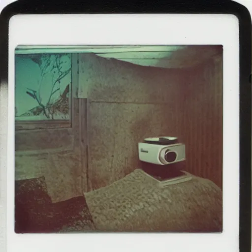 Image similar to a polaroid sx 7 0 photography of an isometric view of an ethnographic object on display, poetical, dream, unconscious, alternative world