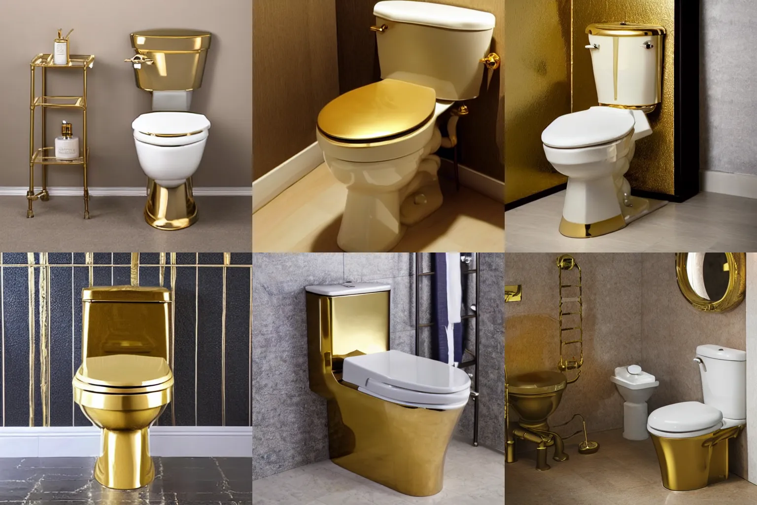 Prompt: gold toilet