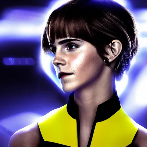 Image similar to portrait of emma watson in tron : legacy movie