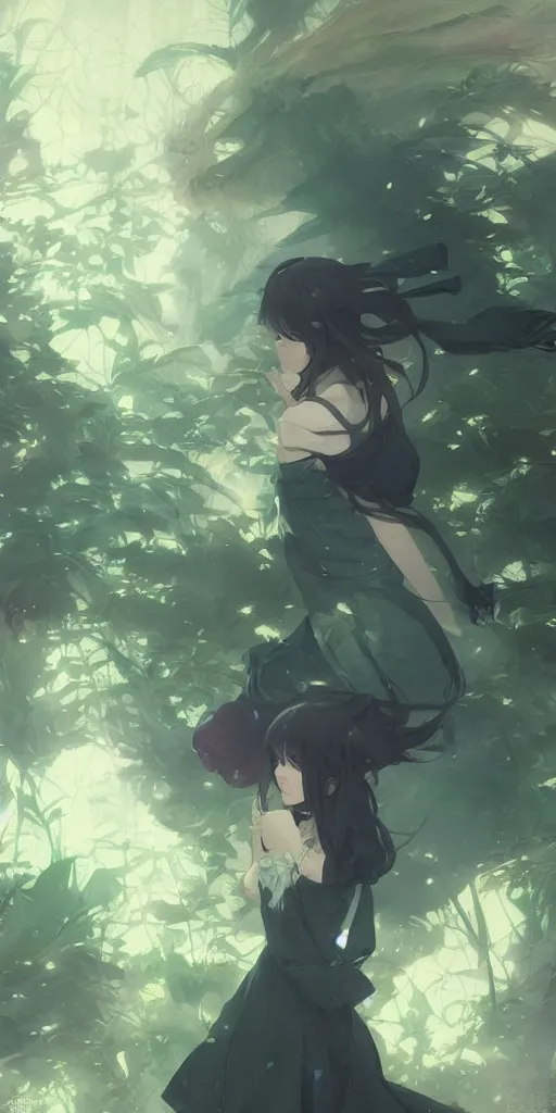 Image similar to a depressed digital art, green and warm theme, blue accents, back lighting, highly detailed, 4 k resolution, trending on art station, by krenz cushart and mucha and akihito yoshida and greg rutkowski and makoto shinkai