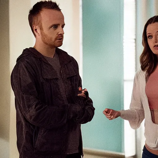 Image similar to Jesse Pinkman meeting Jesse Pinkwoman, his woman version