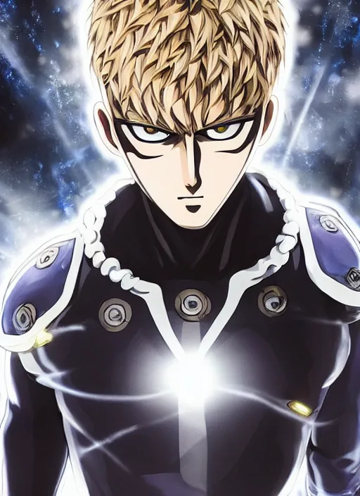 Image similar to A full portrait photo of real-life genos one punch man, f/22, 35mm, 2700K, lighting, perfect faces, award winning photography.