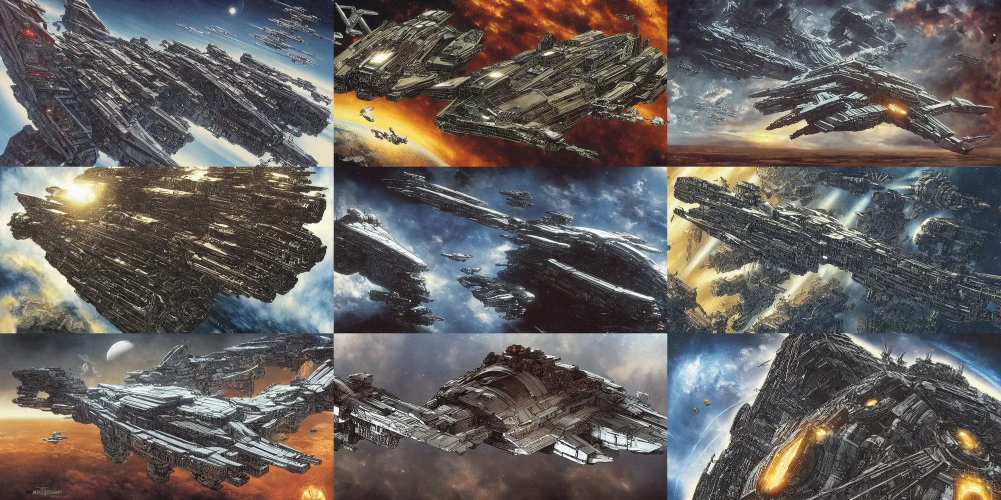 Prompt: a massive spaceship designed by juan gimenez, the metabarons, jodorowsky, high quality, 4 k
