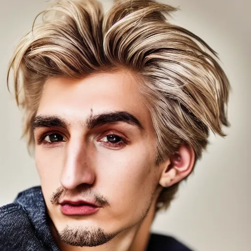 Image similar to really handsome gigachad xqc, portrait photograph : : realistic : : 1 dslr : : 1 - - quality 2