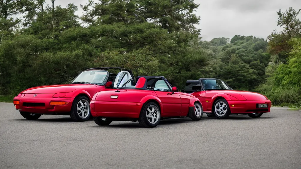 Prompt: 1 9 9 0 mazda miata, miyazaki, ghibli, anime