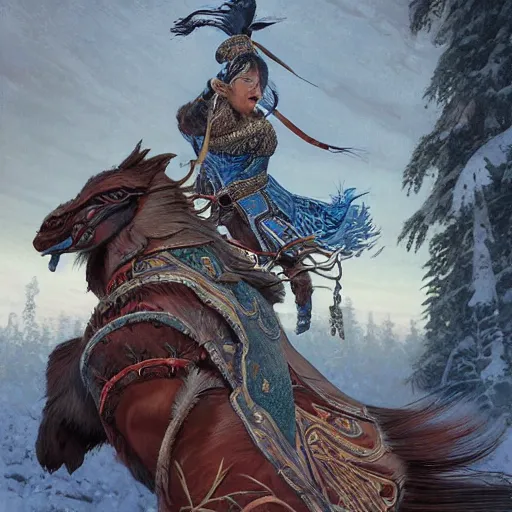 Prompt: Beautiful scene with a Yakut vs Buryat::intricate, elegant, tasteful, highly detailed, centered, digital painting, artstation, concept art, smooth, sharp focus, illustration::art by artgerm and donato giancola and Joseph Christian Leyendecker, WLOP