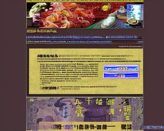 Image similar to old ancient chinese website full of spam. internet explorer window is glitching out. mum wtf | vapor wave ancient chinese website full of money. get rich now