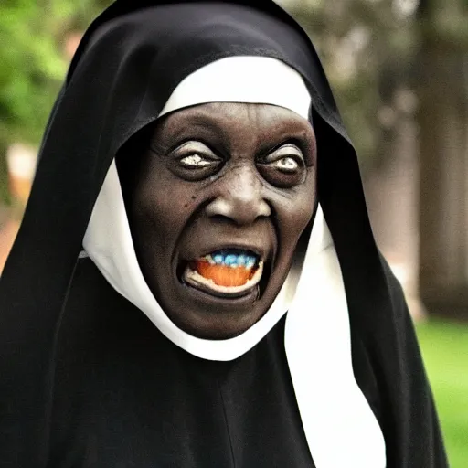 Image similar to sister mary clarence as the nun horror zombie ( no gore )