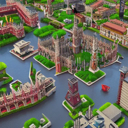 Prompt: city of milan in the style of clash of clans, octane render