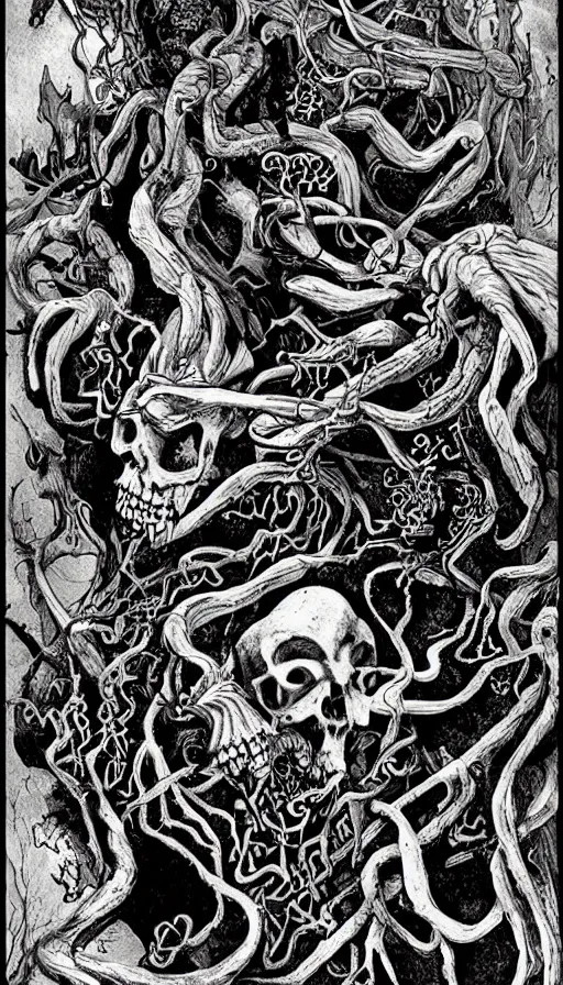 Image similar to life and death mixing together, by h. p. lovecraft