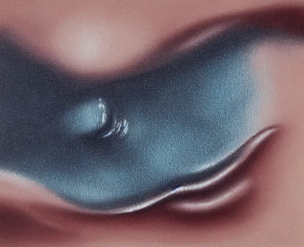 Prompt: realistic and detailed soft airbrush of a glossy water drop dripping on a white background, inspired by 8 0's airbrush illustrations, art by pater sato