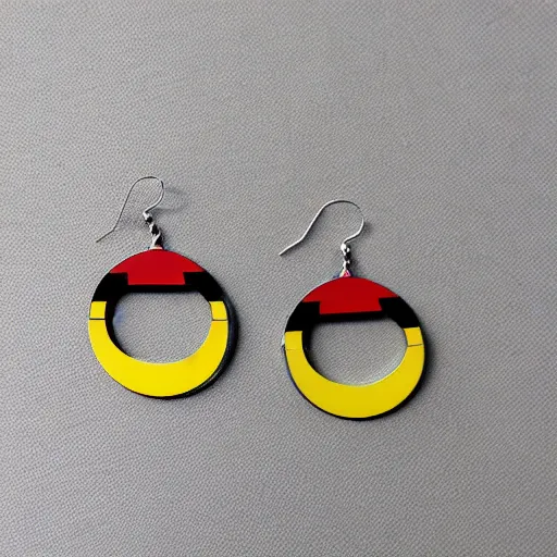 Prompt: segmented 2d laser cut earrings, geek