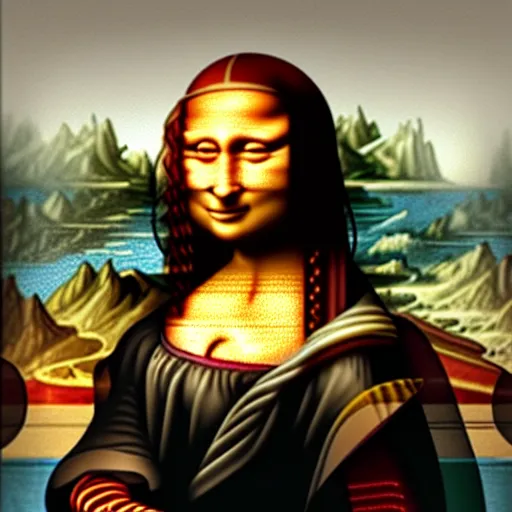 Image similar to cyborg Mona Lisa