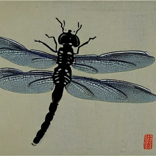 Image similar to a chinese painting of a dragonfly by qi baishi