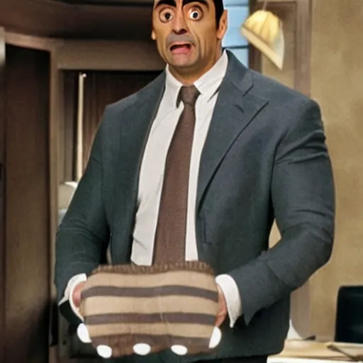 Image similar to Mr. Bean as Dwayne The Rock Johnson, The People's Eyebrow