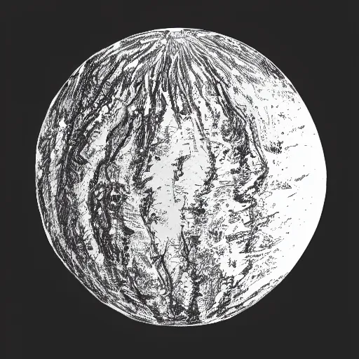 Image similar to a portrait of globe earth in drawing black and white, cgsociety