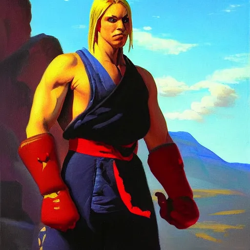 Image similar to an oil painting of Vega from street fighter in the style of Frederic Remington