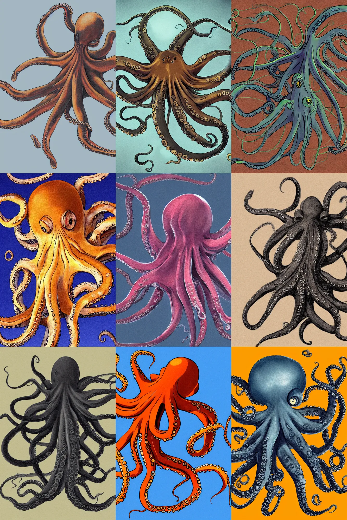 Prompt: an octopus yielding its tentacles across dimensions, concept art