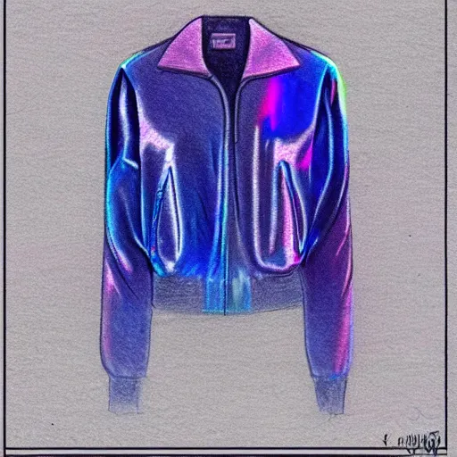 Prompt: a drawing of an iridescent blue and purple jacket, a color pencil sketch by avgust cernigoj, instagram contest winner, digital art, art on instagram, seapunk