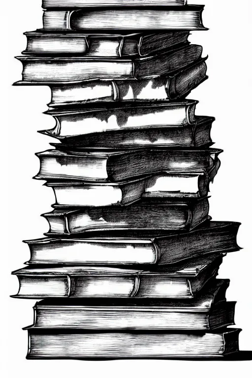 Image similar to one photo realistic skull on a stack of ancient books, art by albrecht durer and piranesi, black ink sketch, black and white, vector, vector art