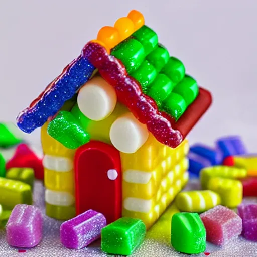 Image similar to a candy house made of chiclets