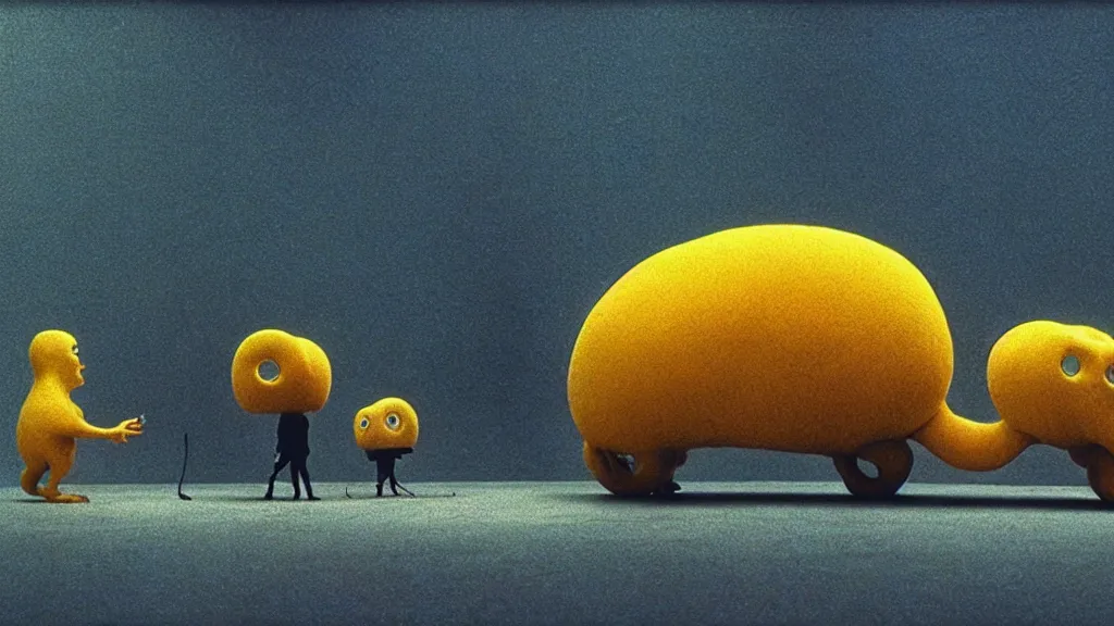 Image similar to the strange creature, made of milk and cheese, they hold my car keys, film still from the movie directed by denis villeneuve and david cronenberg with art direction by salvador dali and zdzisław beksinski