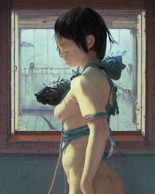 Image similar to a highly detailed epic cinematic concept art CG render digital painting artwork: Spirited away bathhouse . By Greg Rutkowski, in the style of Francis Bacon and Syd Mead and Norman Rockwell and Beksinski, open ceiling, highly detailed, painted by Francis Bacon and Edward Hopper, painted by James Gilleard, surrealism, airbrush, Ilya Kuvshinov, WLOP, Stanley Artgerm, very coherent, triadic color scheme, art by Takato Yamamoto and James Jean