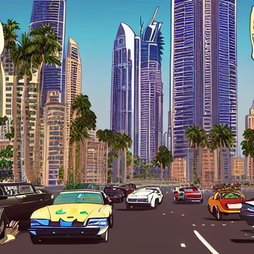 Image similar to gta : dubai, illustration