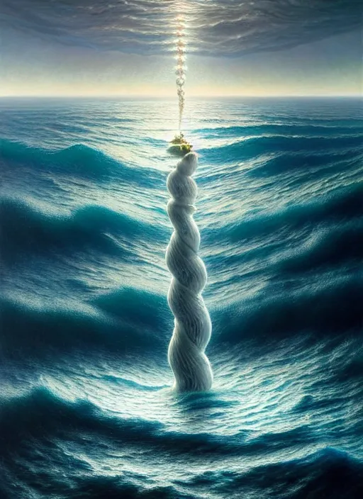 Image similar to A hyper-detailed 3d render like a Oil painting of the Ocean’s dream of The Upward Spiral, surrealism!!!!! surreal concept art, lifelike, photorealistic, digital painting, aesthetic, smooth, sharp focus, Artstation HD, by Greg Rutkowski, Chris Tulloch McCabe, Valentina Remenar and Asher Duran,