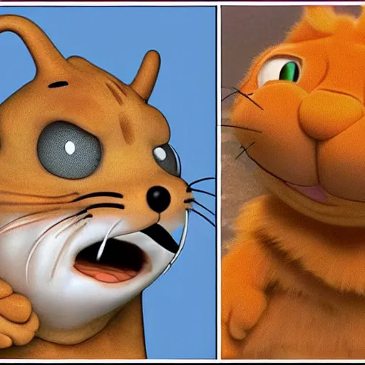 Prompt: garfield and odie as real animals