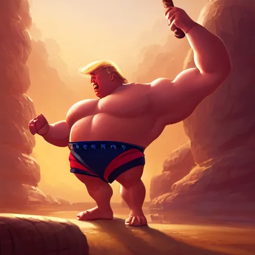 Image similar to donald trump as chubby hercules, ben hur, loftis, cory behance hd by jesper ejsing, by rhads, makoto shinkai and lois van baarle, ilya kuvshinov, rossdraws global illumination