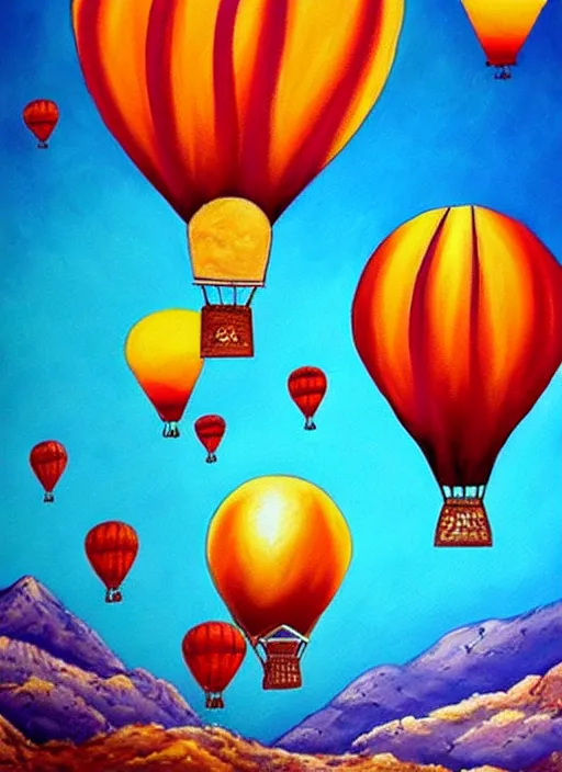 Prompt: beautiful painting of turkish hot air balloons