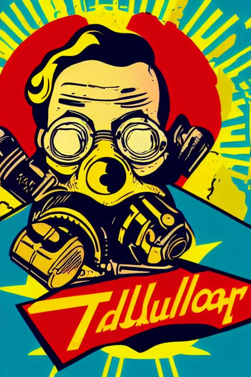 Image similar to fallout 7 6 retro futurist illustration art by butcher billy, sticker, colorful, illustration, highly detailed, simple, smooth and clean vector curves, no jagged lines, vector art, smooth andy warhol style