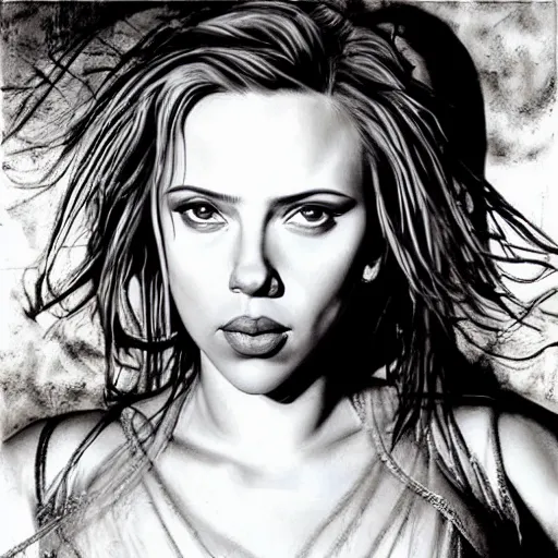 Prompt: “Scarlett Johansson portrait, H. R. Giger”