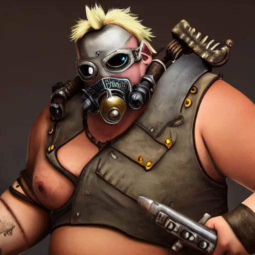 Image similar to roadhog from overwatch as immortan joe from mad max fury road, 4k, high detail, high-resolution photograph, professional photography, ultra-detail