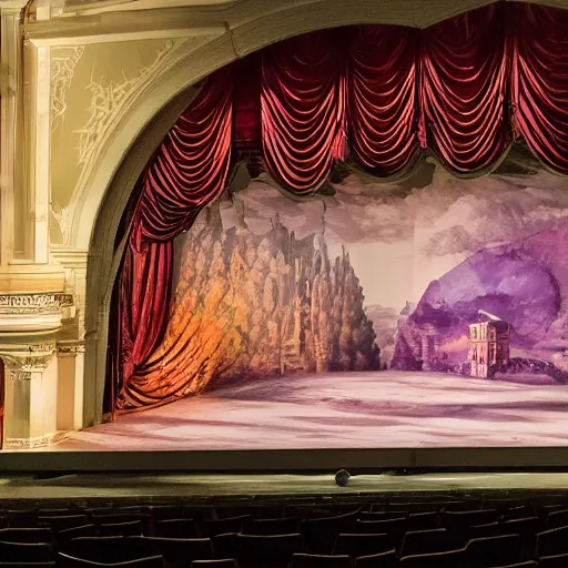 Prompt: scenic and projection design for a grand opera