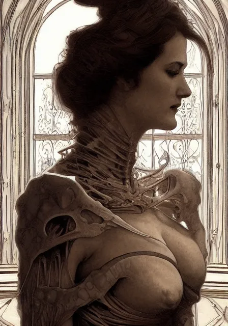 Image similar to eva green in skeleton mummy, intricate, elegant, highly detailed, digital painting, artstation, concept art, smooth, sharp focus, illustration, art by artgerm and greg rutkowski and alphonse mucha and william - adolphe bouguereau