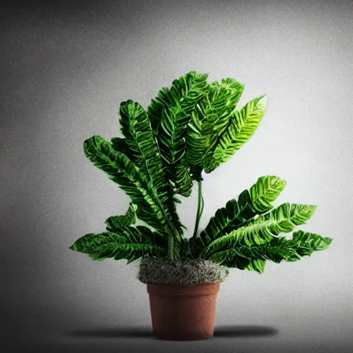 Prompt: facebook as a plant, slowly leaving this earth, sad, dramatic moody lighting, the plant has a computer screen in its leaves, slowly losing life, no sun, dry soul